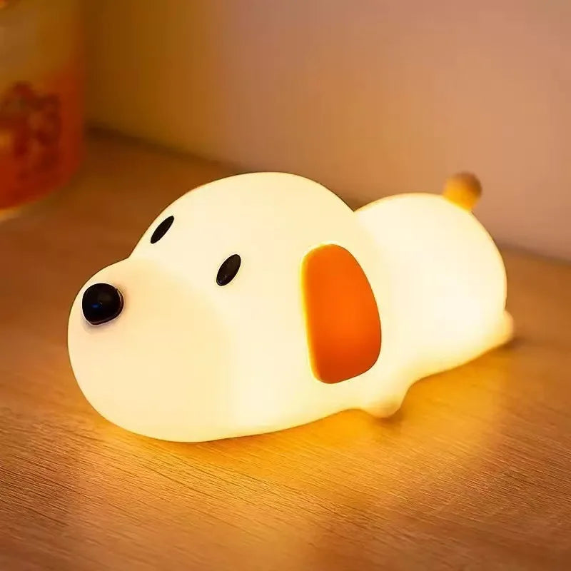 Dog Night Lamp Decor Animal Lamp Sensor Children Kid Bedside Bedroom Decor Birthday Gifts Silicone LED Papa Puppy Night Light